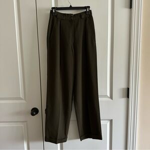 Vintage Jones New York Dark Olive Green High Waist Straight Leg Trousers Sz 4